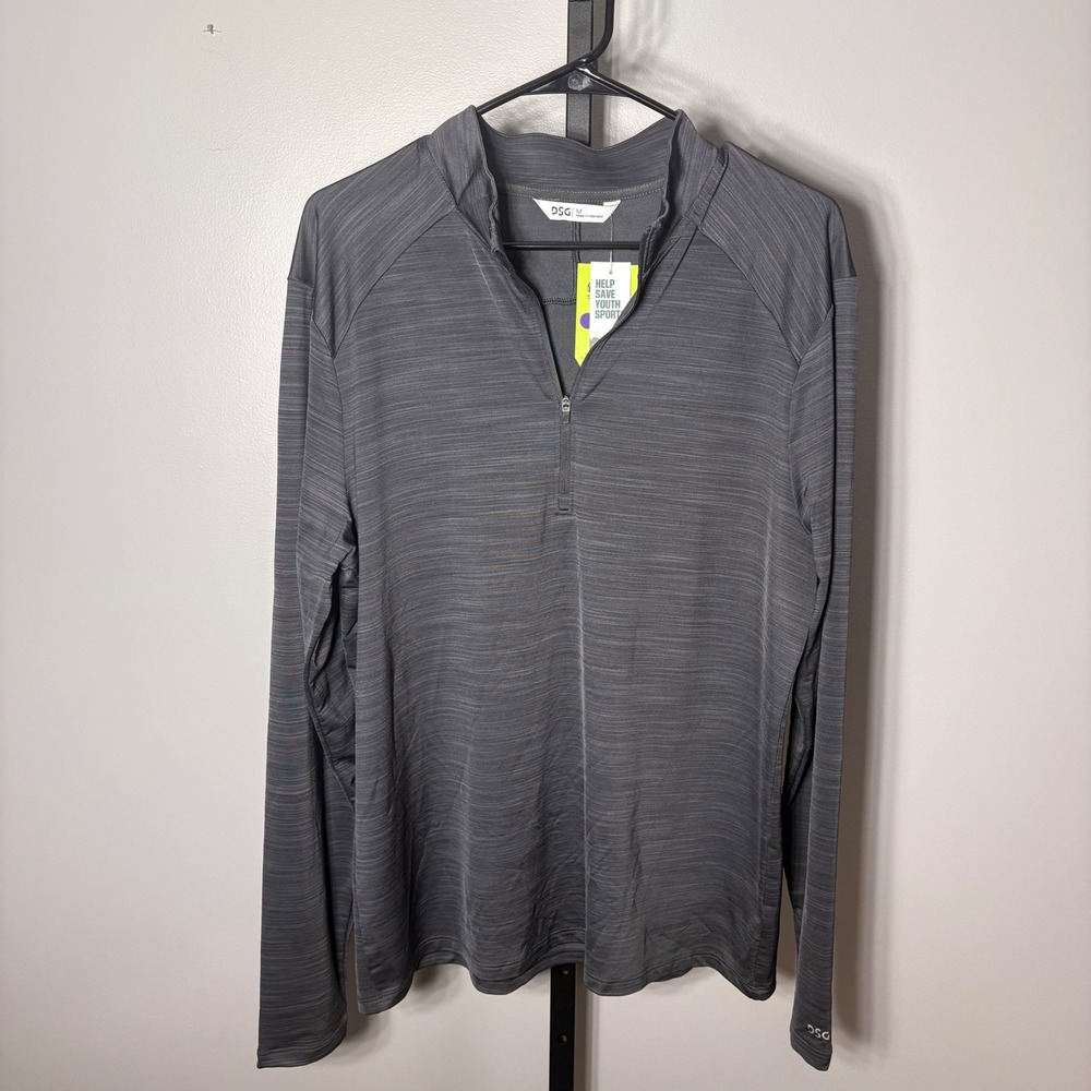 DSG Mens Movement 1/4 Zip Pullover Dark Gray Single Dye DAM23201 Size Medium